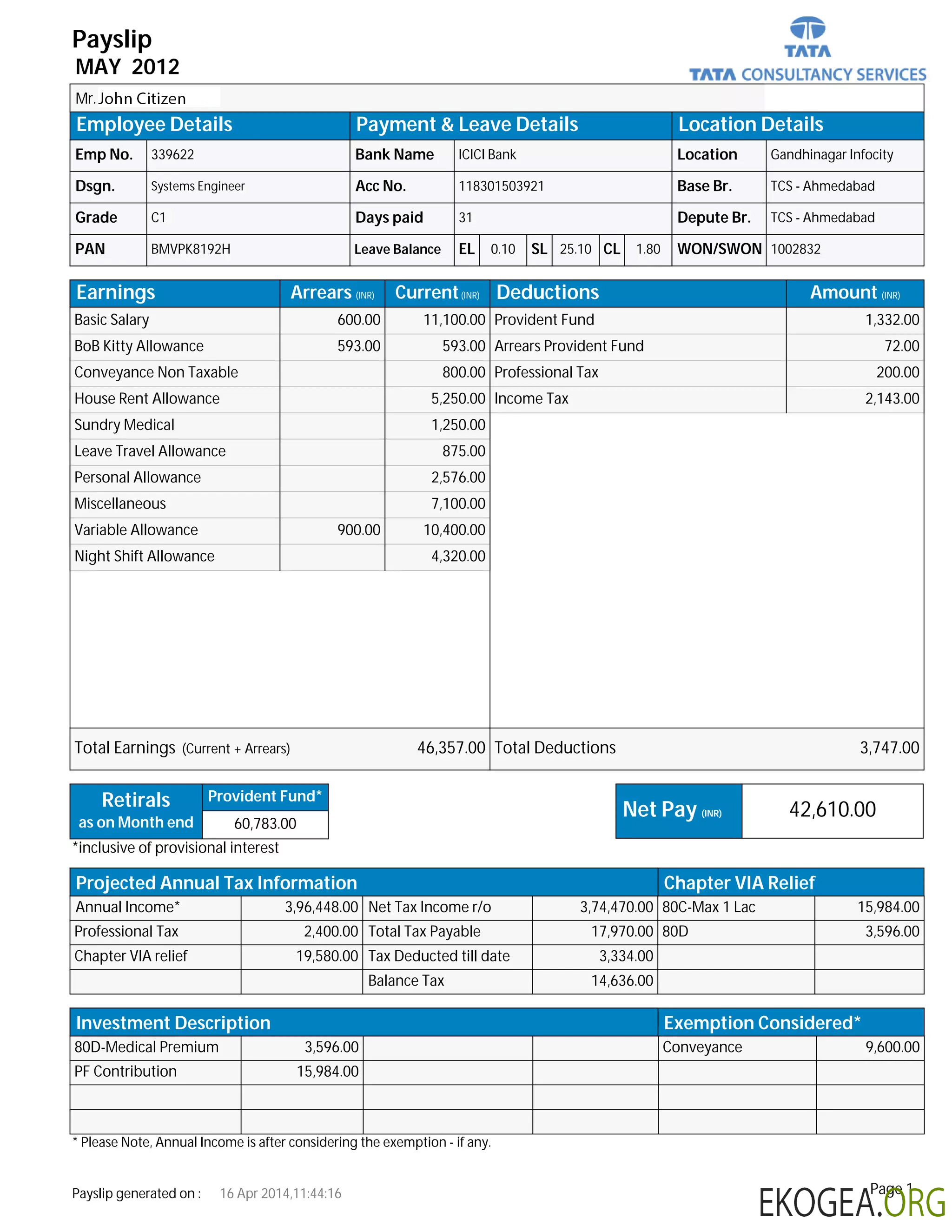 Fiche de paie INDIA TATA Consultancy Services aux formats Word et PDF